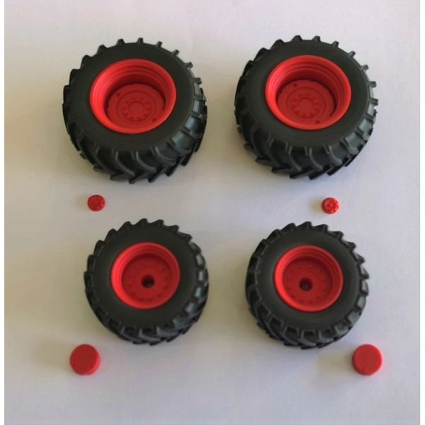 04272-NJ Red Set of 4 Agricultural wheels Artisan32 farm machinery 1:32 scale Agrarian