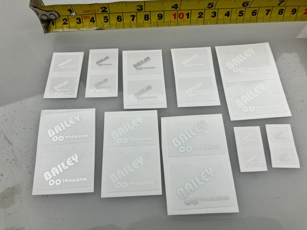 Bailey pre cut professional High quality vinyl Decals HUGE pack of White Bailey 1:32 scale