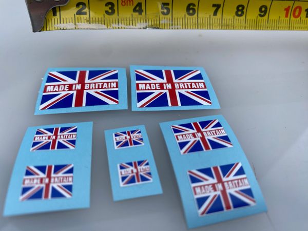 High quality vinyl set of 8 decals Made in Britain Union Jack flags 1:32 scale Tractors farm machinery trucks