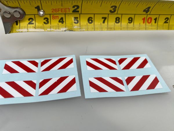 Warning Chevrons Professional Pre Cut High quality vinyl decal packs x 8 stickers 1:32 scale