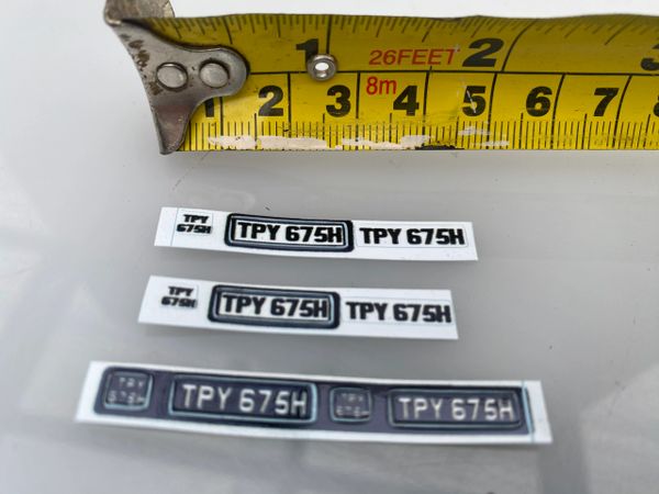 TPY 675H Vintage number plates Professional Pre Cut High quality vinyl decal packs stickers 1:32 scale