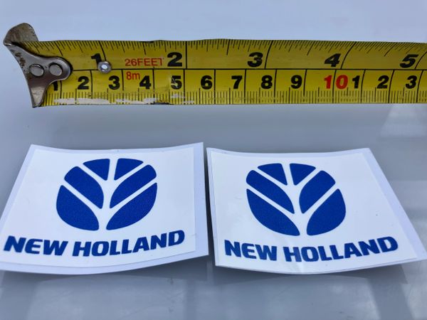 New Holland High quality vinyl 2 x New Holland Logo white Tractor trailer farm machinery decals