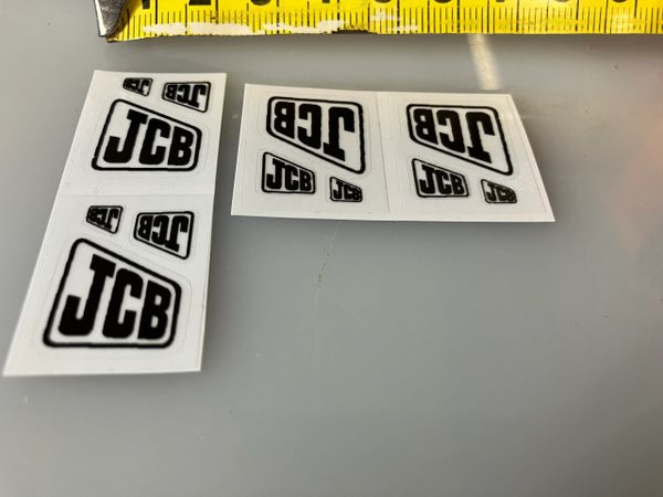 JCB logo x 12 decals Professional Pre Cut High quality vinyl decal packs x 28 stickers 1:32 scale Farm Machinery Loadall Backhoe digger Fastrac