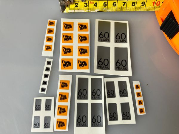 JCB 60 years huge pack Farm Machinery Professional Pre Cut High quality vinyl decal stickers 1:32 scale