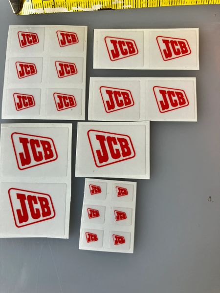 JCB red logos x 19 decal pack Professional Pre Cut High quality vinyl decal packs stickers 1:32 scale Loadall Digger Backhoe