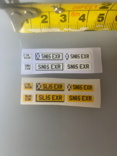Scottish number plates Professional Pre Cut High quality vinyl decal packs stickers 1:32 scale