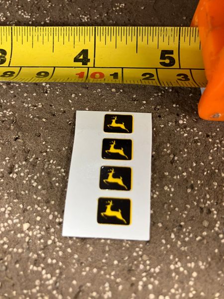 John Deere logo Tractor combine farm machinery decals1:32 scale High quality vinyl pack 4 small logo sticker set