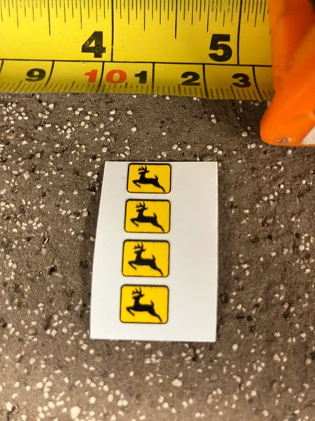 John Deere logo Tractor combine farm machinery decals1:32 scale High quality vinyl pack 4 logo sticker set John Deere Tractor combine farm machinery decals