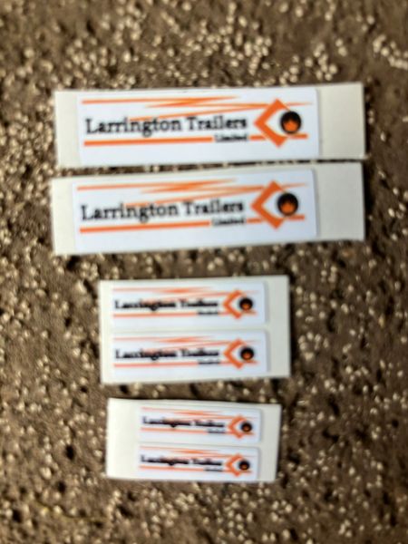 1:32 scale High quality vinyl pack 6 x sticker set Larrington Trailers farm machinery decals