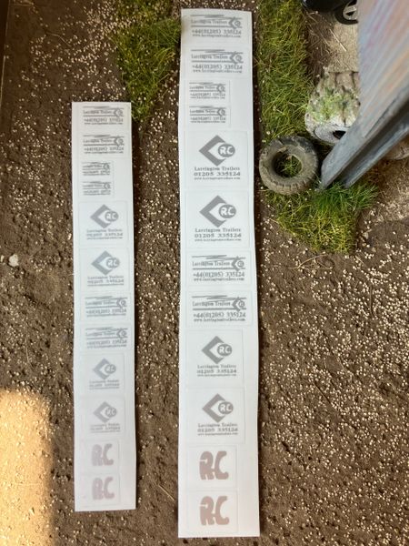 1:32 scale High quality vinyl pack 24 x sticker set Larrington Trailers root king RC farm machinery decals 1:32 scale