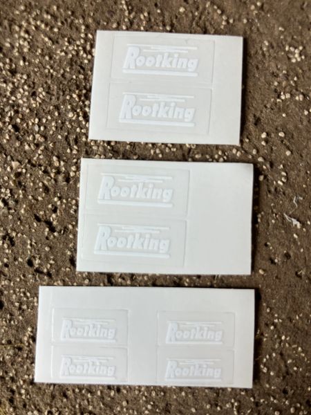 1:32 scale High quality vinyl pack 8 x white sticker set Larrington Rootking Trailers farm machinery decals