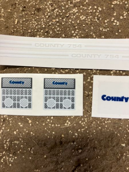 County 754 Tractor Pre cut professional High quality vinyl decals bonnet front grill lights farm machinery stickers 1:32 scale