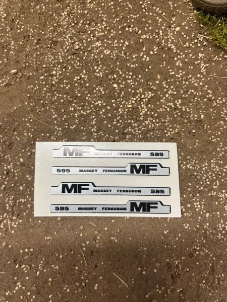 Massey Ferguson 595 Tractor Professional pre cut bonnet decals 4 x 45mm High quality vinyl huge pack decals Tractor bonnet farm machinery decals 1:32 decals