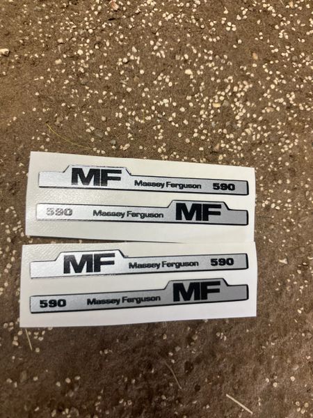 Massey Ferguson 590 Tractor Professional pre cut bonnet decals 4 x 45mm High quality vinyl huge pack decals Tractor bonnet farm machinery 1:32 scale