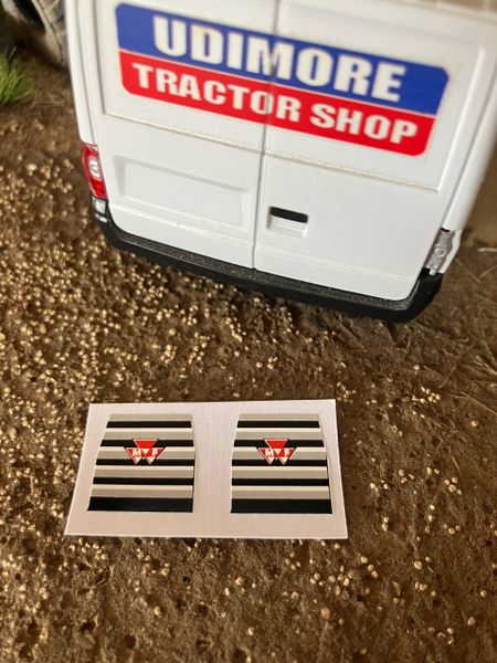 Massey Ferguson 550 575 590 595 Tractor x 2 red grey white black High quality vinyl pack decals Tractor front grill bonnet farm machinery decals