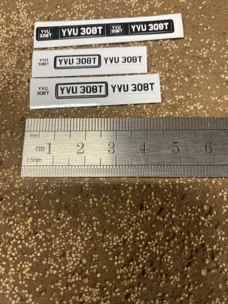 YVV 308T Old style vintage Pre cut Professional High quality vinyl number plates Tractor trailer farm machinery decals 1:32 scale