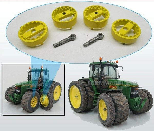 John Deere yellow Tractor Dual wheel double molcon air coupling system 1:32 scale