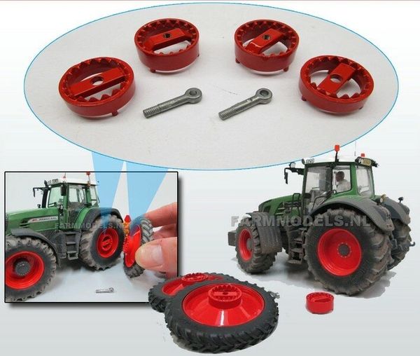 Fendt red Tractor Dual wheel double molcon air coupling system 1:32 scale