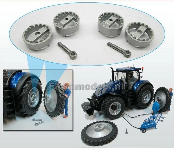 Silver Grey Tractor Dual wheel double molcon air coupling system 1:32 scale