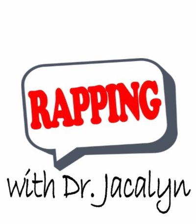 Logo with 'RAPPING' in bold red and 'with Dr. Jacalyn' in black script.