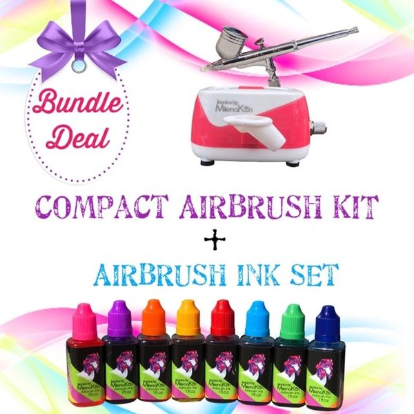 Compact Airbrush Kit and Airbrush Inks Bundle