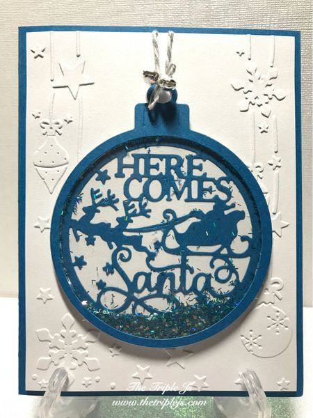 Here Comes Santa, Shaker Card, Blue, Ornament