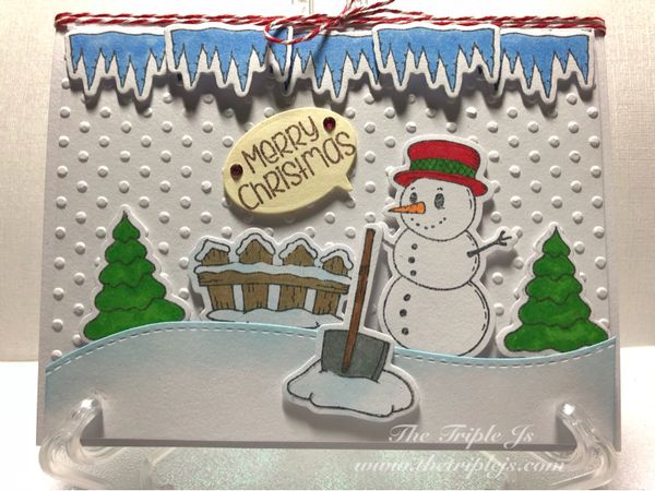 Merry Christmas, Snowman, Icicle, Blank Card