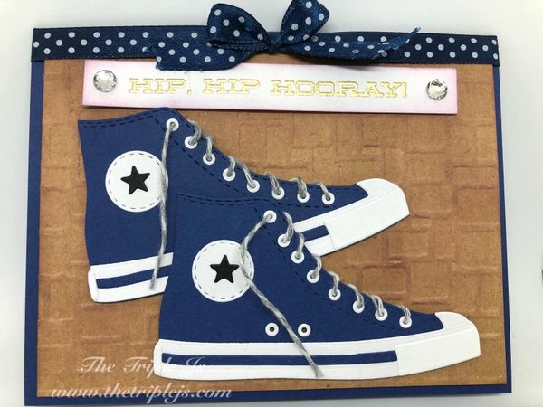 Hip, Hip Hooray, Sneakers, Blue, Blank Card