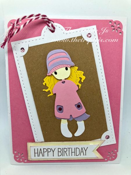 Cute Girl Card, Happy Birthday, Blank Card