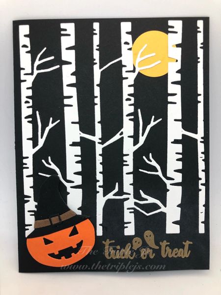 Trick or Treat, Pumpkin, Dark Forest, Moon, Blank Card
