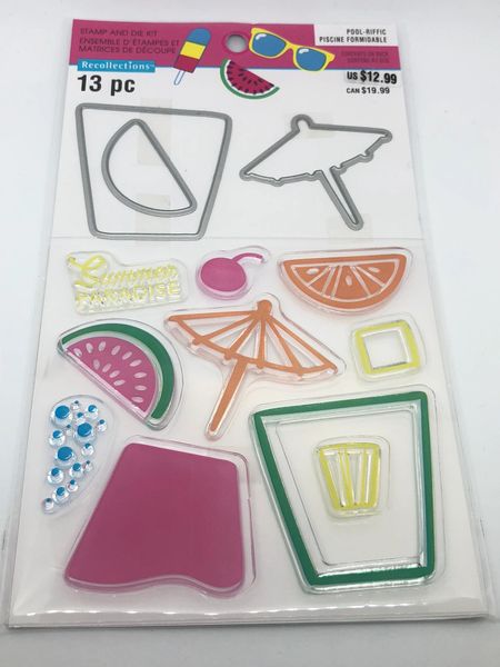 Recollections 13 Piece Pool-Riffic Stamp and Dies Kit