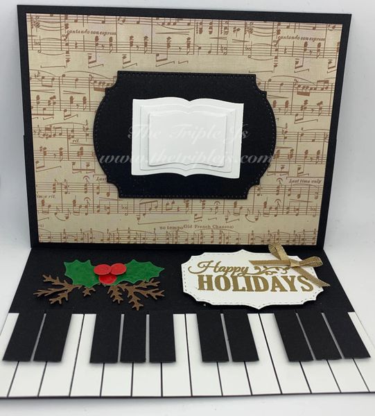 Piano, Happy Holidays, Easel Card