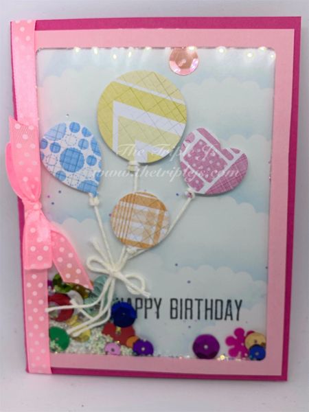 Birthday Balloons Card, Shaker, Cloud, Pink