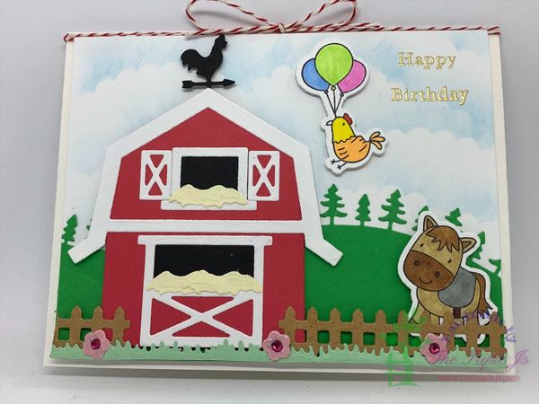 Barn, Happy Birthday, Balloons, Horse, Chicken