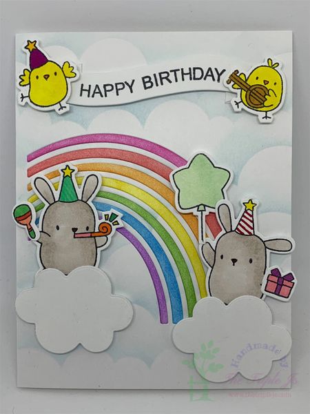 Happy Birthday, Bunny, Little Chick, Rainbow, Sky