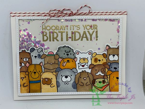 Hooray! It's Your Birthday, Shaker Card, Dogs, Cute Card