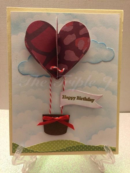 Handmade Birthday Card, Heart Balloon, Cloud