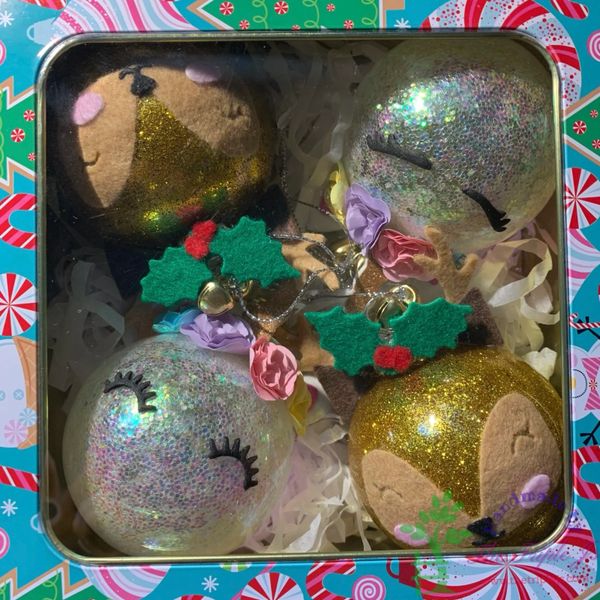 Glass Christmas Ornaments 4 pcs/set