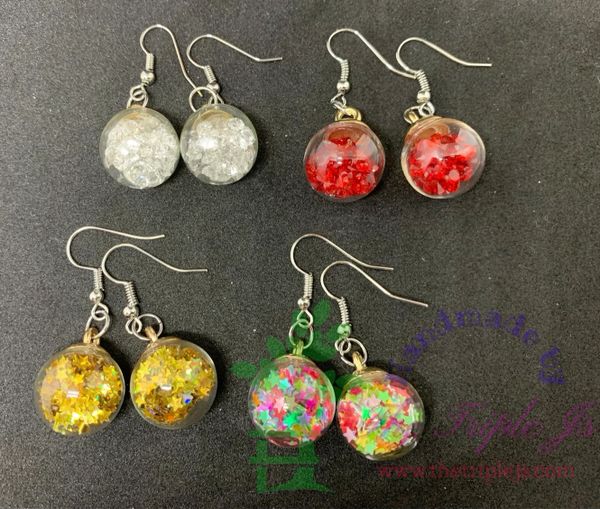 1 Pair of Colorful Transparent Glass Ball Earrings