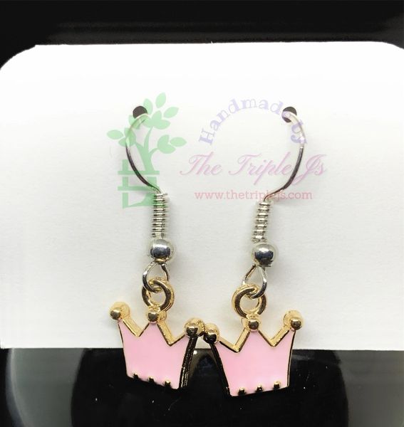 1 Pair of Pink Crown Earring