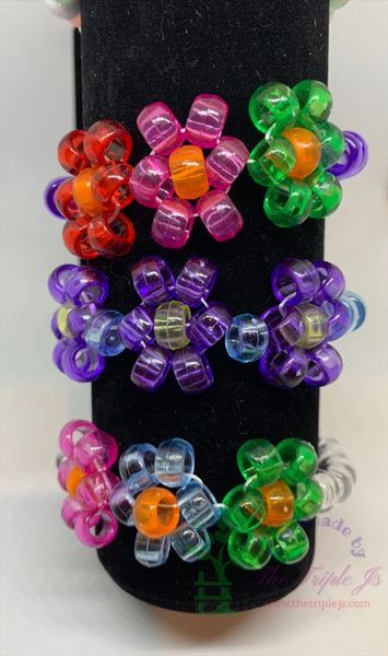 10 Assorted Kandi Bracelet, Flowers Mix color