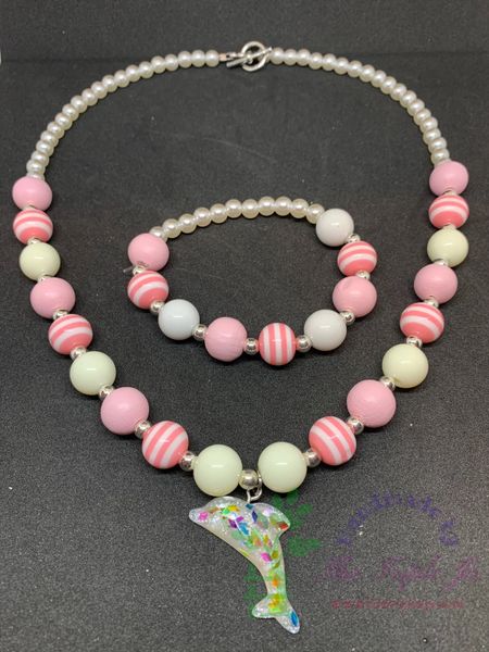 Dolphin Necklace, 1 Set of matching Necklace+Bracelet