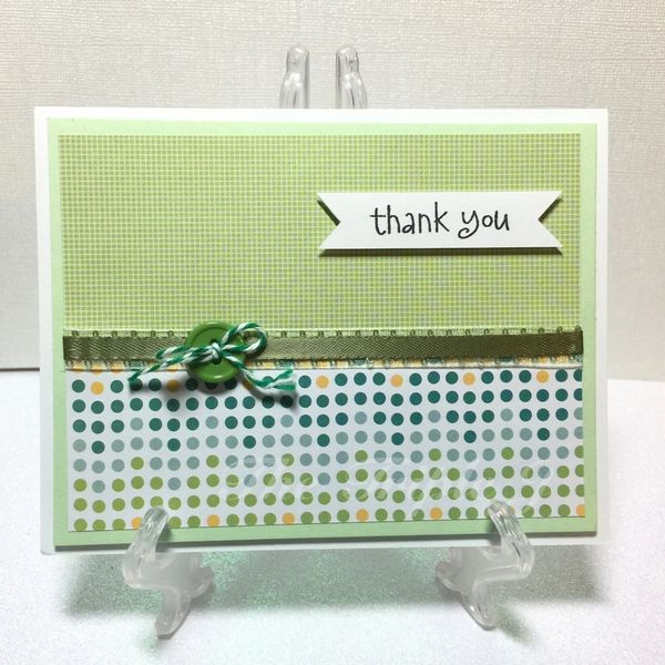 Lot of 10 Thank You Cards, Simple Green, Blank