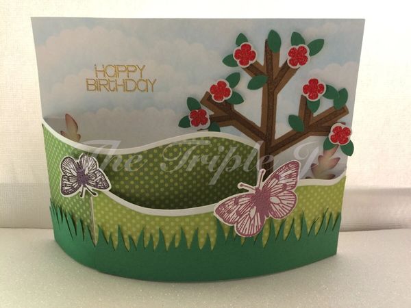 Birthday, Bendi Fold Card, Butterflies, Tree