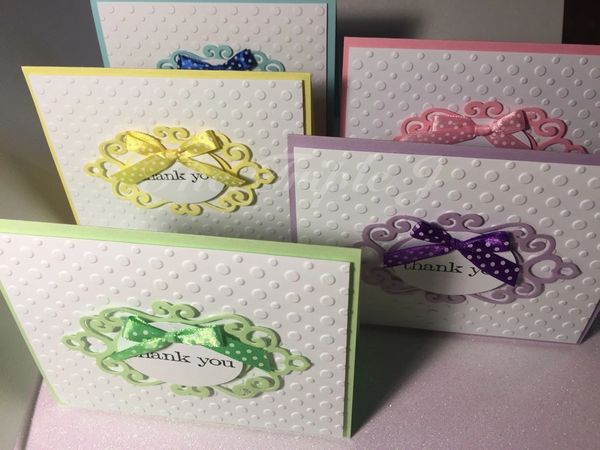 Handmade 10 Thank You Cards, 5 Different Color