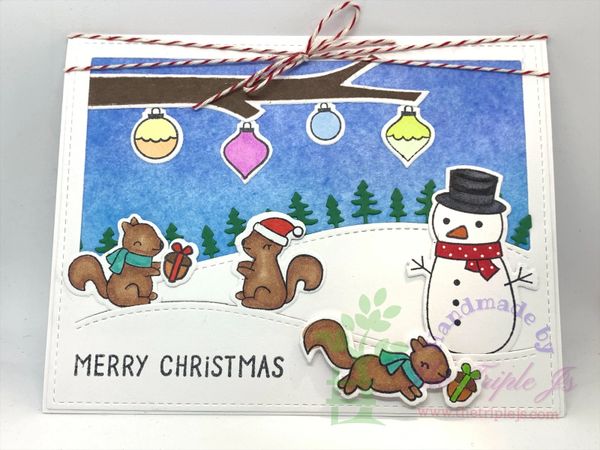 Merry Christmas, Squirrels, Snowman, Ornament