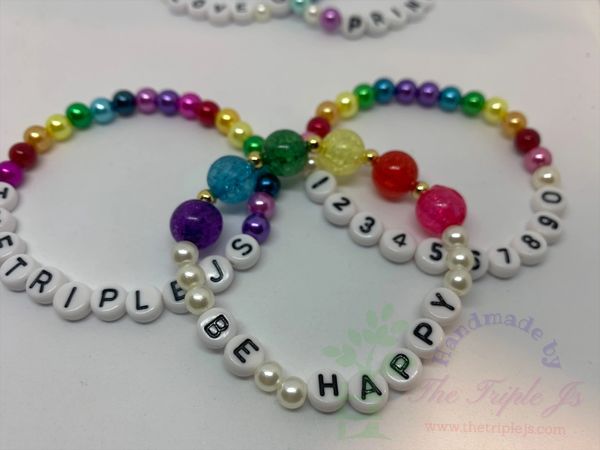Customize bracelet name or phone number, Up to 10 letters or number, Rainbow