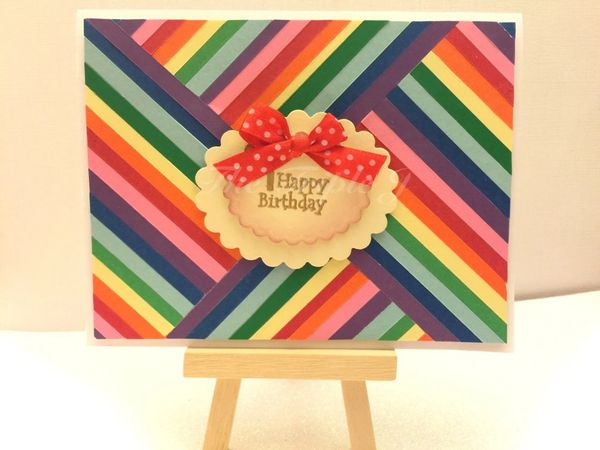 Happy Birthday, Rainbow Card, Strip Quilting Card