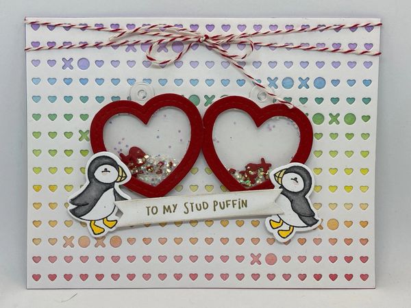 To My Stud Puffin, Hearts, Shaker Card