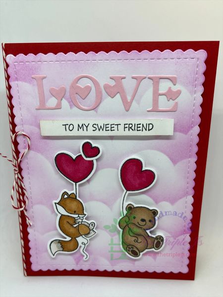 Love, To My Sweet Friend, Bear, Fox, Balloons, Heart